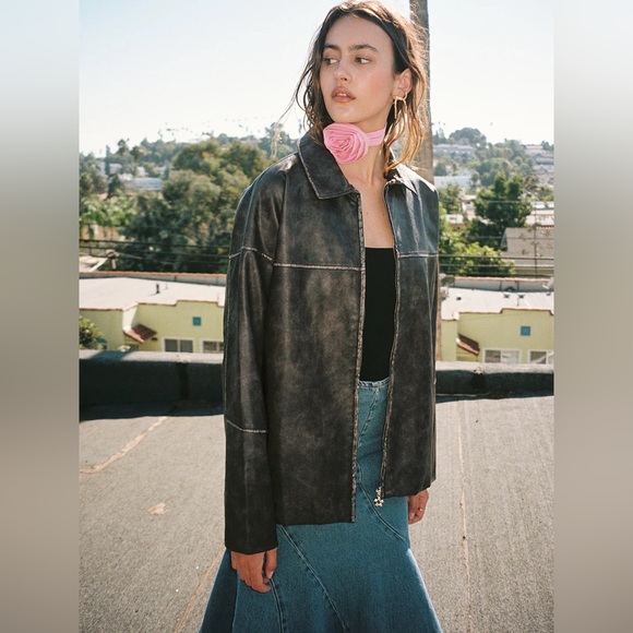 Lisa Says Gah Macey oversized faux leather jacket - Picture 1 of 11